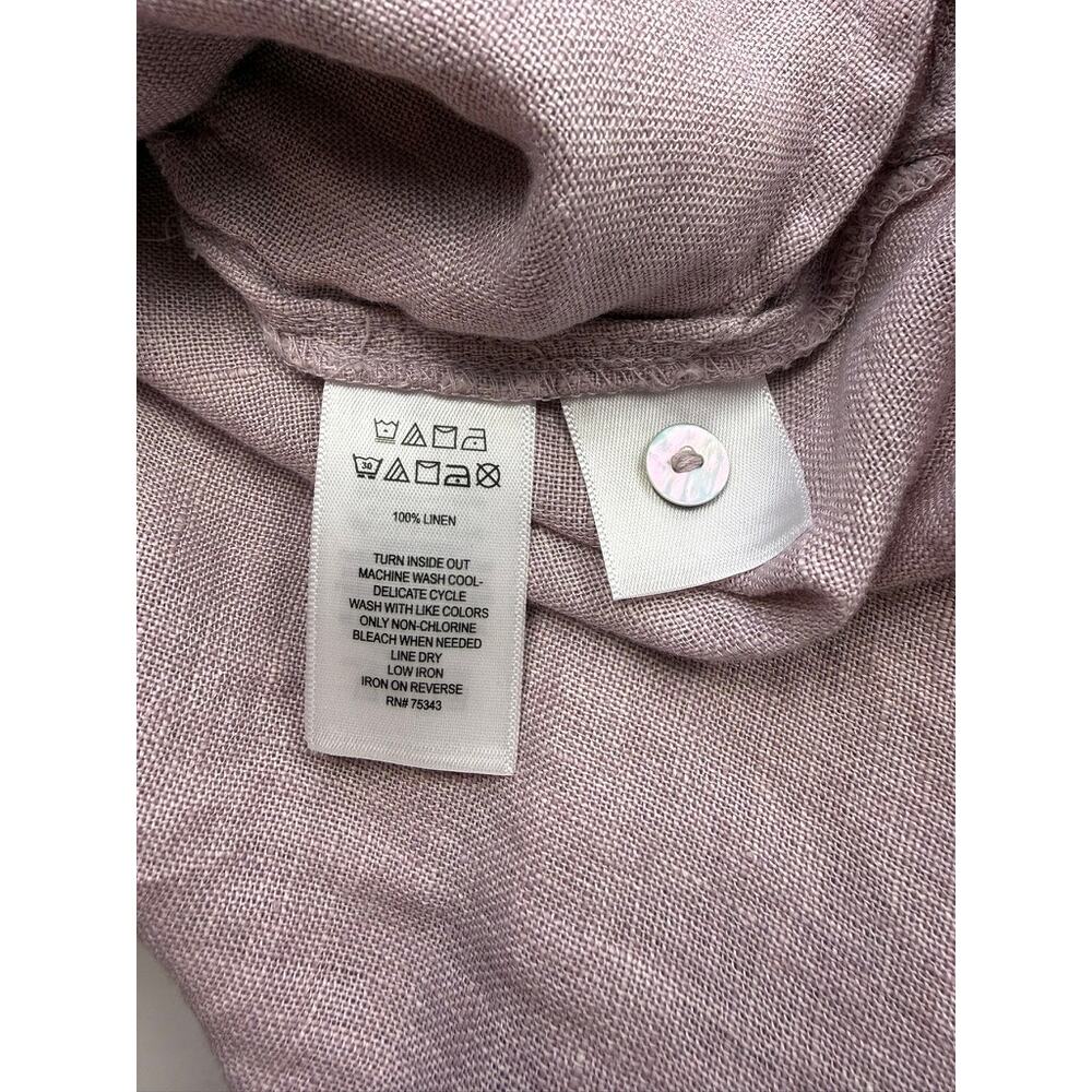 Sigrid Olsen 100% Linen Tunic Shirt M Mauve Pink Roll Tab Pockets Lagenlook - Picture 13 of 14